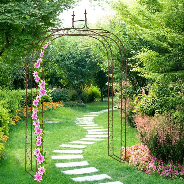 Rozenboog metaal 155 cm breed bruin - staal - 155 x 240 x 39 cm