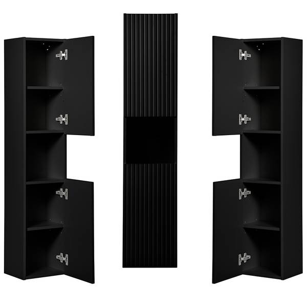 Badmöbel-Set NEWPORT-56-14 8er-Set Schwarz - Holzwerkstoff - 180 x 200 x 40 cm