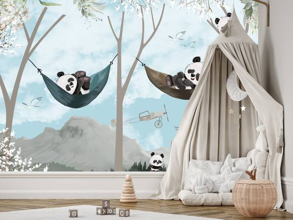 Fototapete Pandas Märchenwald Kinder 450 x 315 x 315 cm