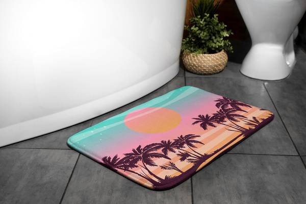 Badteppich Tropischer Strand Rot - Textil - 90 x 60 x 90 cm