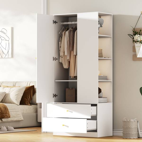 Kleiderschrank  MUDBA495 Ⅳ Weiß - Holzwerkstoff - 80 x 180 x 40 cm