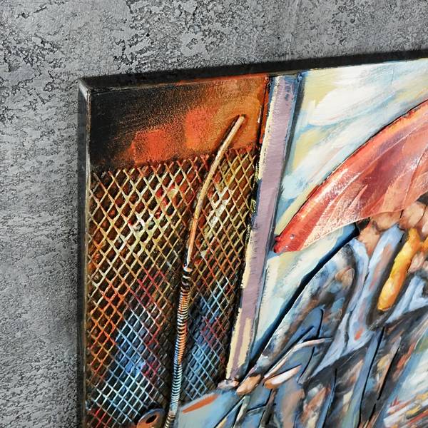 Metallbild 3D REGEN 4 Stahl - 120 x 80 x 5 cm