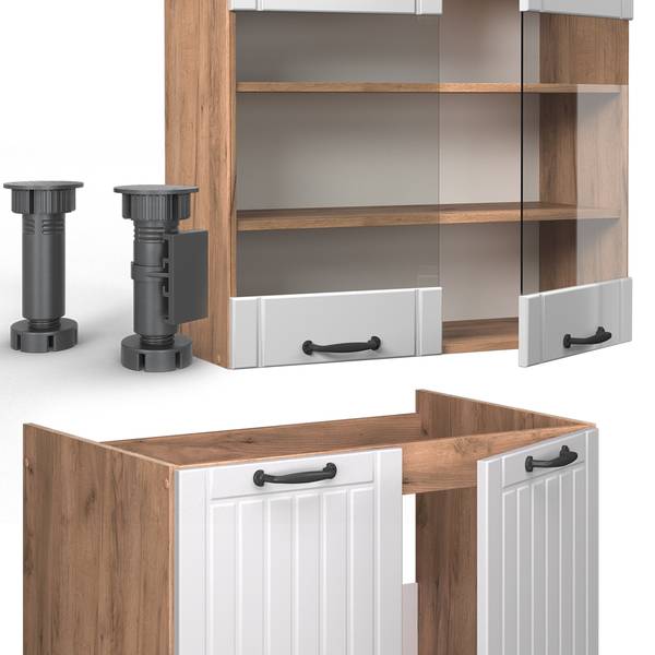 Keukeneenheid Fame Line 56890 set van 5 landelijke eikenhouten look - eikenhouten look - zuiver wit
