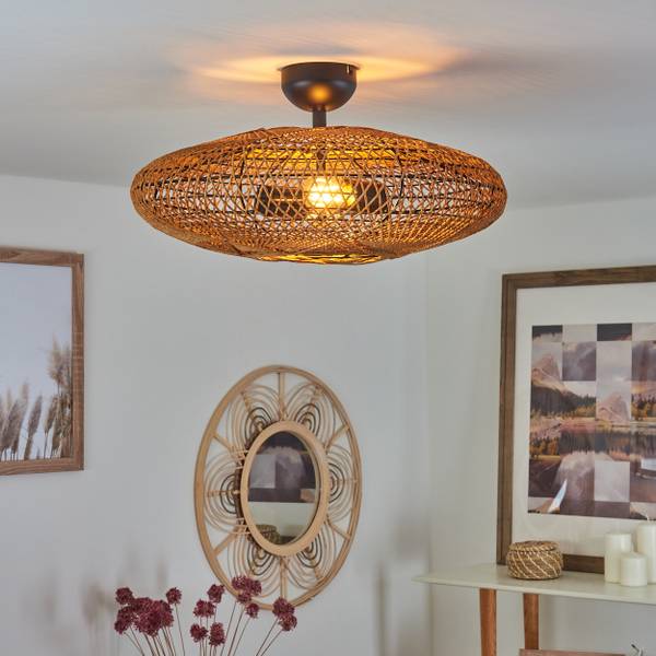 Deckenleuchte Messerotti Beige - Schwarz - 54 x 25 x 54 cm - Durchmesser: 52 cm - Flammenanzahl: 2 - Metall