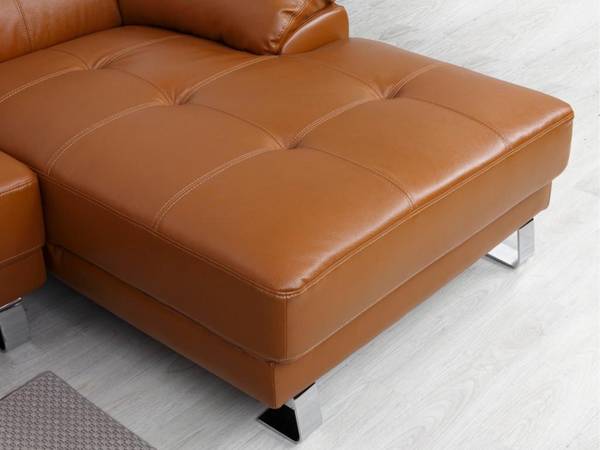 Sofa EXCELSIORA Braun - Echtleder - Textil - 165 x 74 x 265 cm