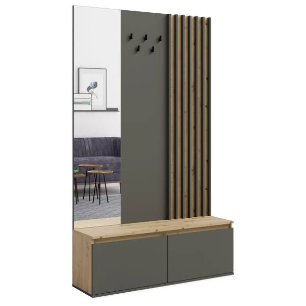 Armoires vestiaires CORRIDI Marron - Gris - Bois manufacturé - 120 x 202 x 34 cm