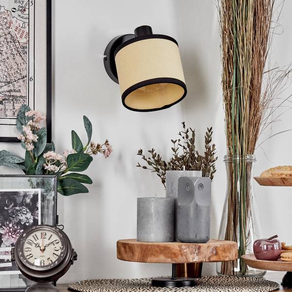 Wandleuchte Tamarispa Beige - Schwarz - Metall - 13 x 12 x 13 cm