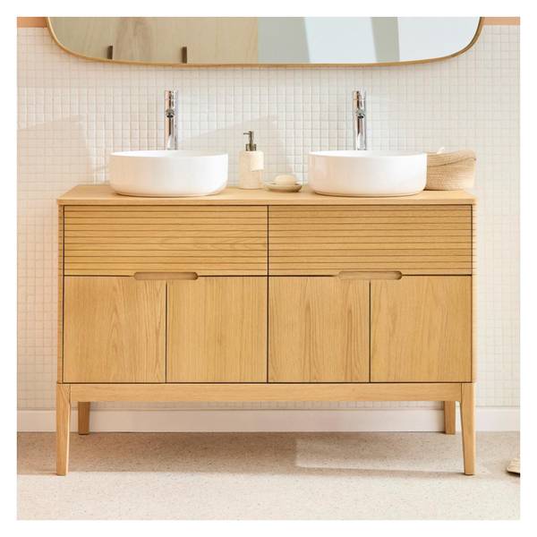 Badmöbel-Set ALASKA 2-teilig Braun - Holzwerkstoff - 120 x 78 x 50 cm