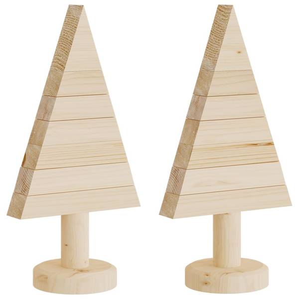 Weihnachtsbäume 2 Stk. D5017 Braun - Massivholz - 15 x 30 x 15 cm