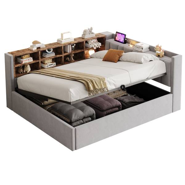 Kinderbett K-1535 Grau - Holzwerkstoff - 151 x 81 x 215 cm