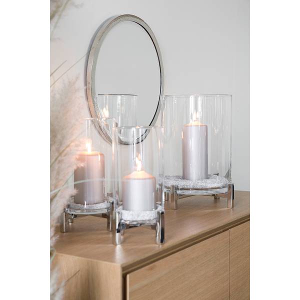 Windlicht YONO Silber - Metall - 26 x 35 x 26 cm