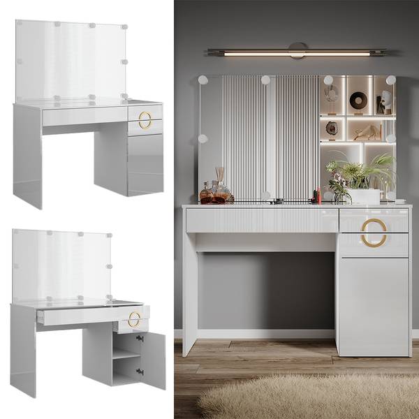 Schminktisch Adela 40858 2er set Weiß - Holzwerkstoff - 115 x 77 x 55 cm