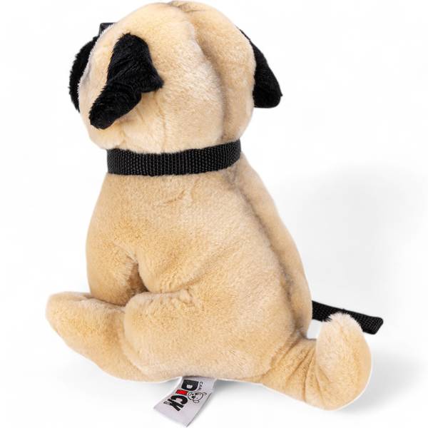 Kuscheltier Mops mit Leine Beige - Kunstfell - 10 x 20 x 23 cm