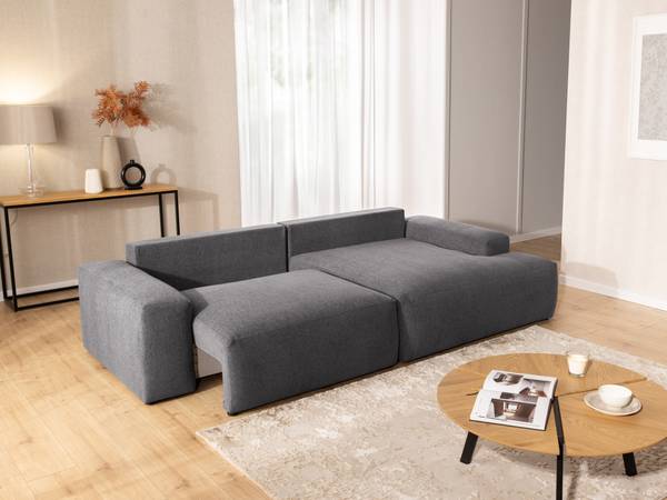 Ecksofa Lennon mit Hocker Graphit - Ecke davorstehend rechts