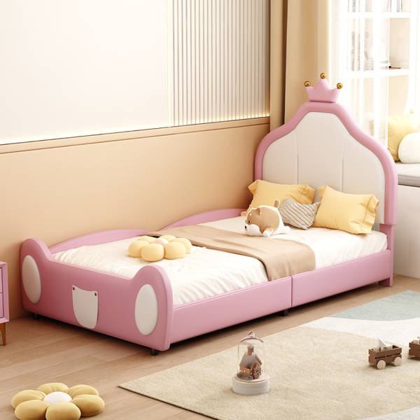 Kinderbett K-1238 Pink - Holzwerkstoff - 97 x 117 x 210 cm
