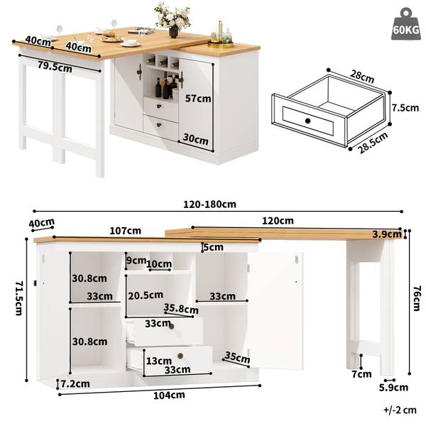 Bartisch Eurynom Ⅳ Holz - Weiß