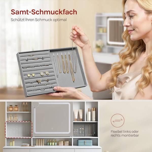 Schminktisch Adina Weiß - Holzwerkstoff - 110 x 140 x 40 cm