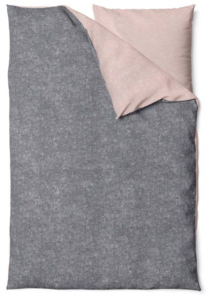 Wende Bettwäsche Rosa Anthrazit - Biber 135 x 200 cm