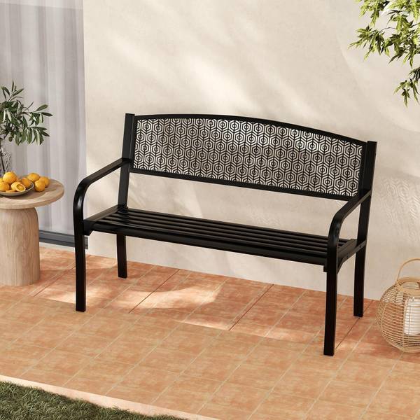 Gartenbank ZB34319NWDE Schwarz - Metall - 60 x 86 x 128 cm