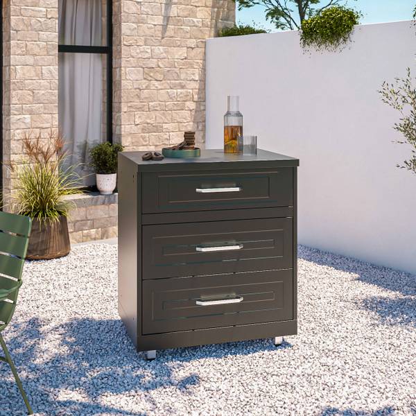 Außenküche Memphis 3er-Set Schwarz - Metall - 66 x 96 x 284 cm