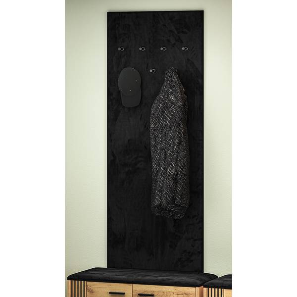 Garderobenpaneel VINICA-131-8 Schwarz - Holzwerkstoff - 60 x 153 x 3 cm