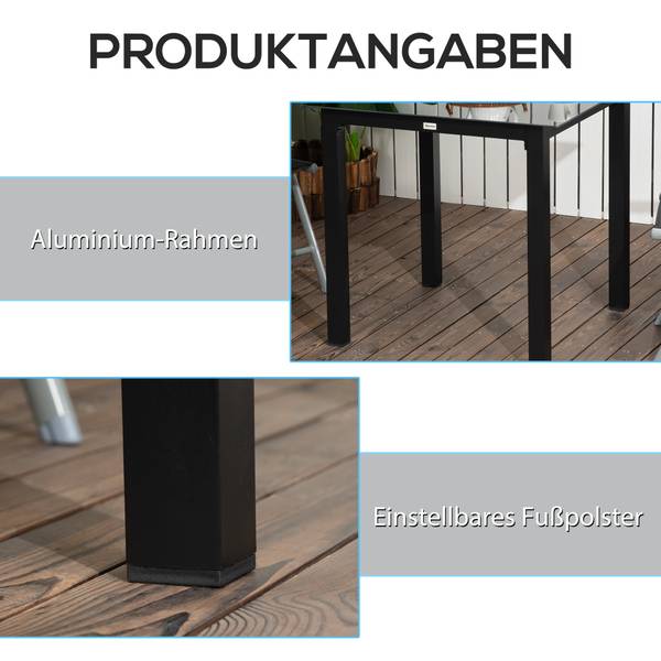 Gartentisch BB5359 Schwarz - Metall - 80 x 74 x 80 cm