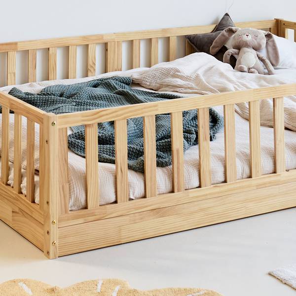 Montessori Bodenbett Nid Hellbeige - 145 x 45 x 205 cm