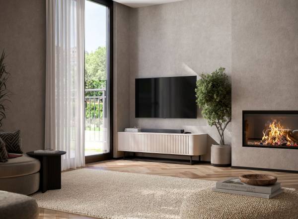 TV-Lowboard AURORA Beige - Schwarz - Kaschmir