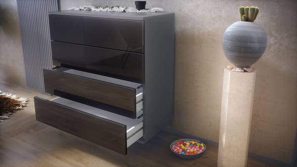 Kommode Pavos V3 hängend Hochglanz Schwarz