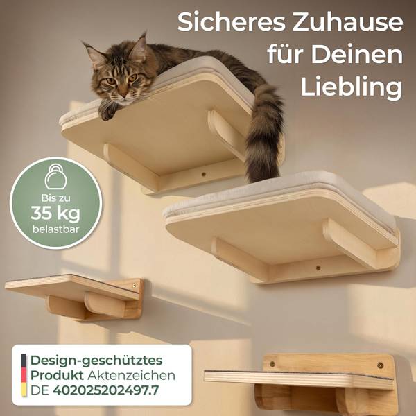 Katzenkletterwand Comfy 5-er Set Beige - Holz teilmassiv - 30 x 12 x 42 cm