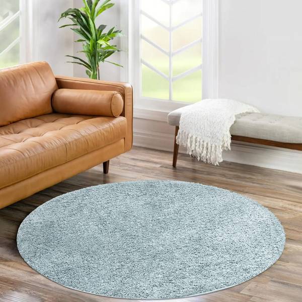 Hochflor-Teppich City Shaggy Türkis - 120 x 120 cm