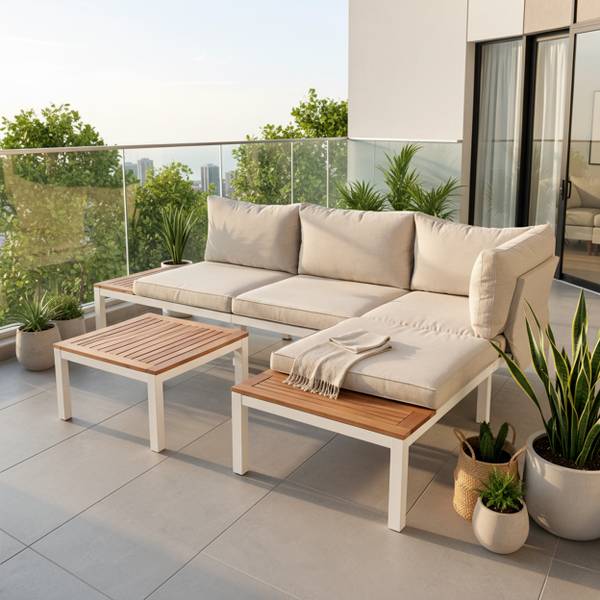 Gartensitzgruppen FluxIque 3er-Set Beige - Metall