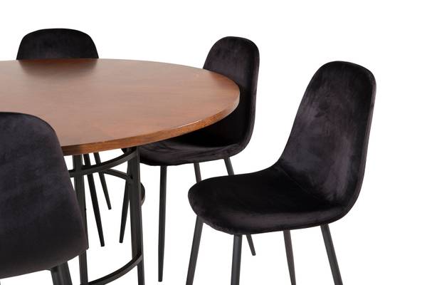 Essgruppe Copenhagen 8 Schwarz - Massivholz - 140 x 74 x 140 cm