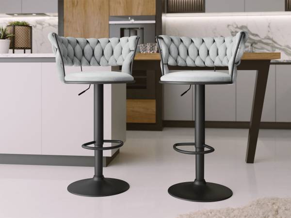 Barhocker Muz BS-1141 2er-Set Schwarz - Grau