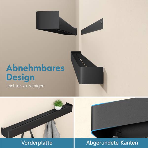 Wandregale Garderobe Reglo-05 400 Schwarz - Tiefe: 40 cm