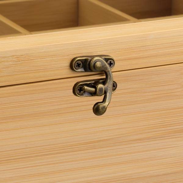 Teebox mit 12 Fächern Braun - Bambus - Holzwerkstoff - Kunststoff - 32 x 11 x 28 cm