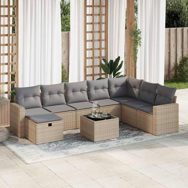 Garten-Lounge-Set 3036425-4 9-teilig Beige - Grau