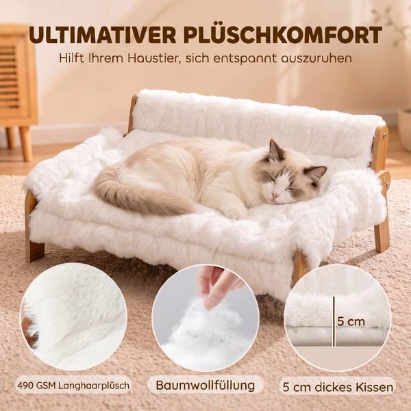 Haustierbett D04-315V00WT Weiß - Textil - 47 x 30 x 70 cm