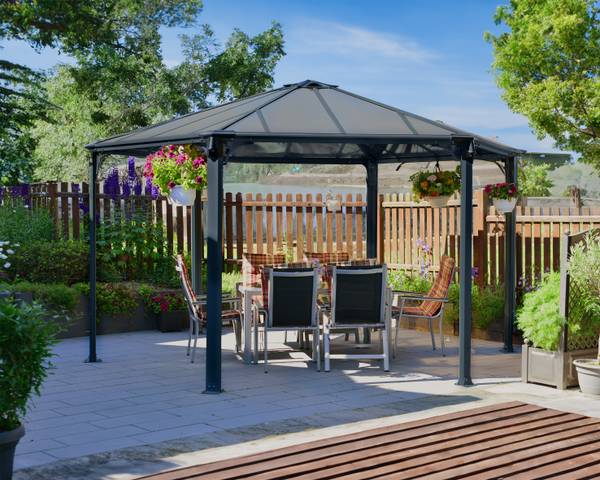 Pavillon Monaco Grau - Metall - 390 x 290 x 450 cm