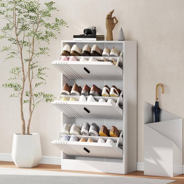 Schuhschrank 837-416V90WT Weiß - Aluminium - 24 x 117 x 63 cm