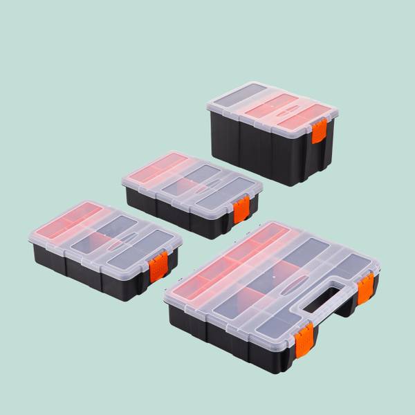 Sorteerbox set van 4 zwart - oranje - polypropeen - 29 x 18 x 22 cm