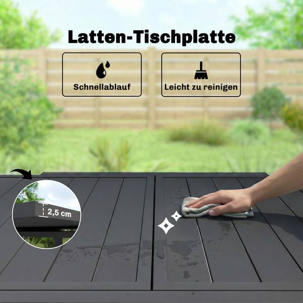 Ausziehbarer Gartentisch 84G-997V00BK Schwarz - Aluminium - 80 x 75 x 160 cm