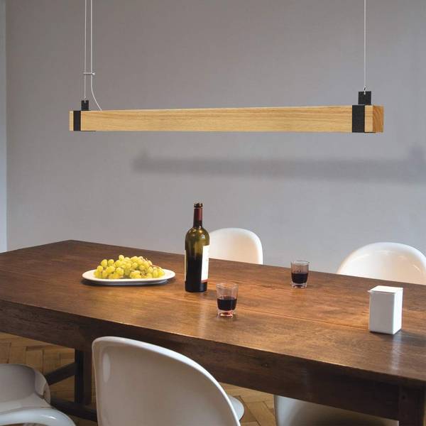 Suspension LED Valeska Marron - Bois manufacturé - 12 x 150 x 100 cm