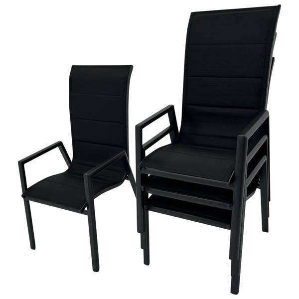 Garnitur LAGOS XL 9-teilig Schwarz - Grau - Aluminium - 195 x 76 x 255 cm