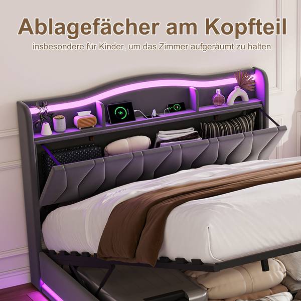 Polsterbett PB-SD02 Grau