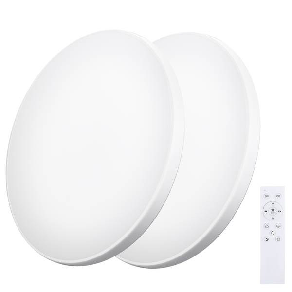 LED Deckenleuchte CE1533W 2er-Set Weiß - Kunststoff - Polyrattan - 31 x 6 x 31 cm