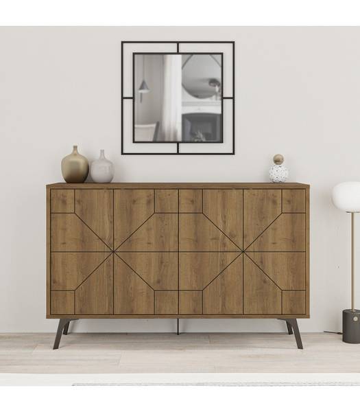 Sideboard 4 Türen Dune Braun - Holzwerkstoff - 35 x 78 x 123 cm