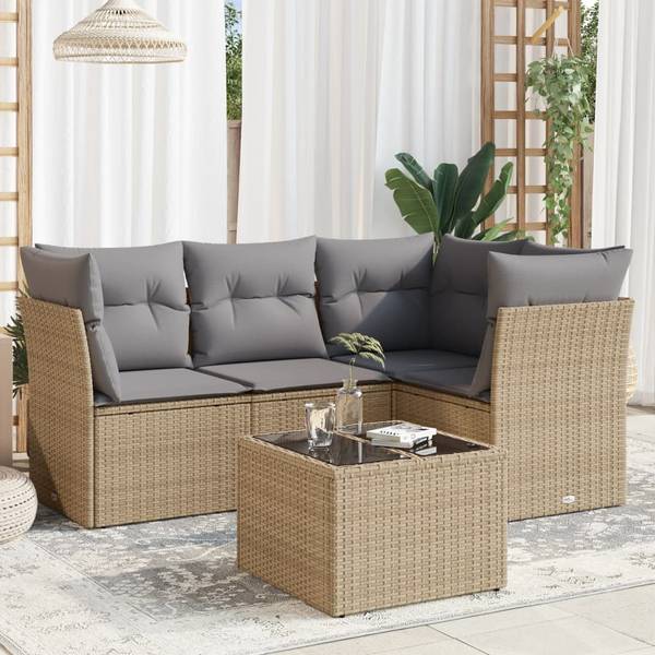 Salon de jardin 3034234-2 (lot de 5) Beige - Gris - Gris lumineux