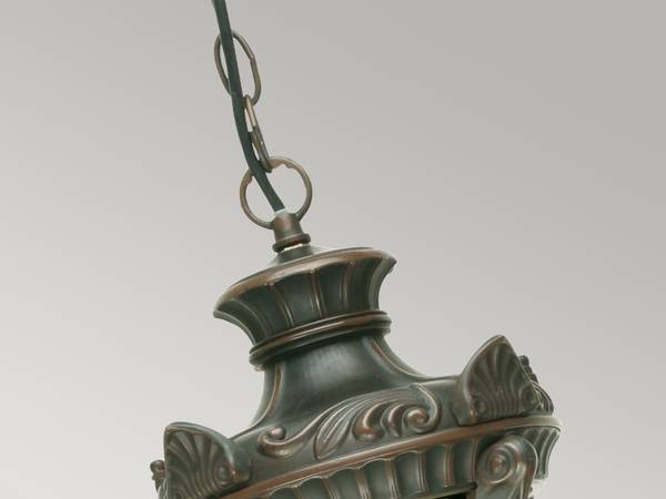 Pendelleuchte Outdoor Jugendstil, Ø19cm Braun - Farbglas - 19 x 54 x 19 cm