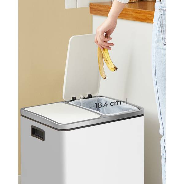 Mülleimer Mülltrennsystem Weiß - Metall - 36 x 74 x 41 cm